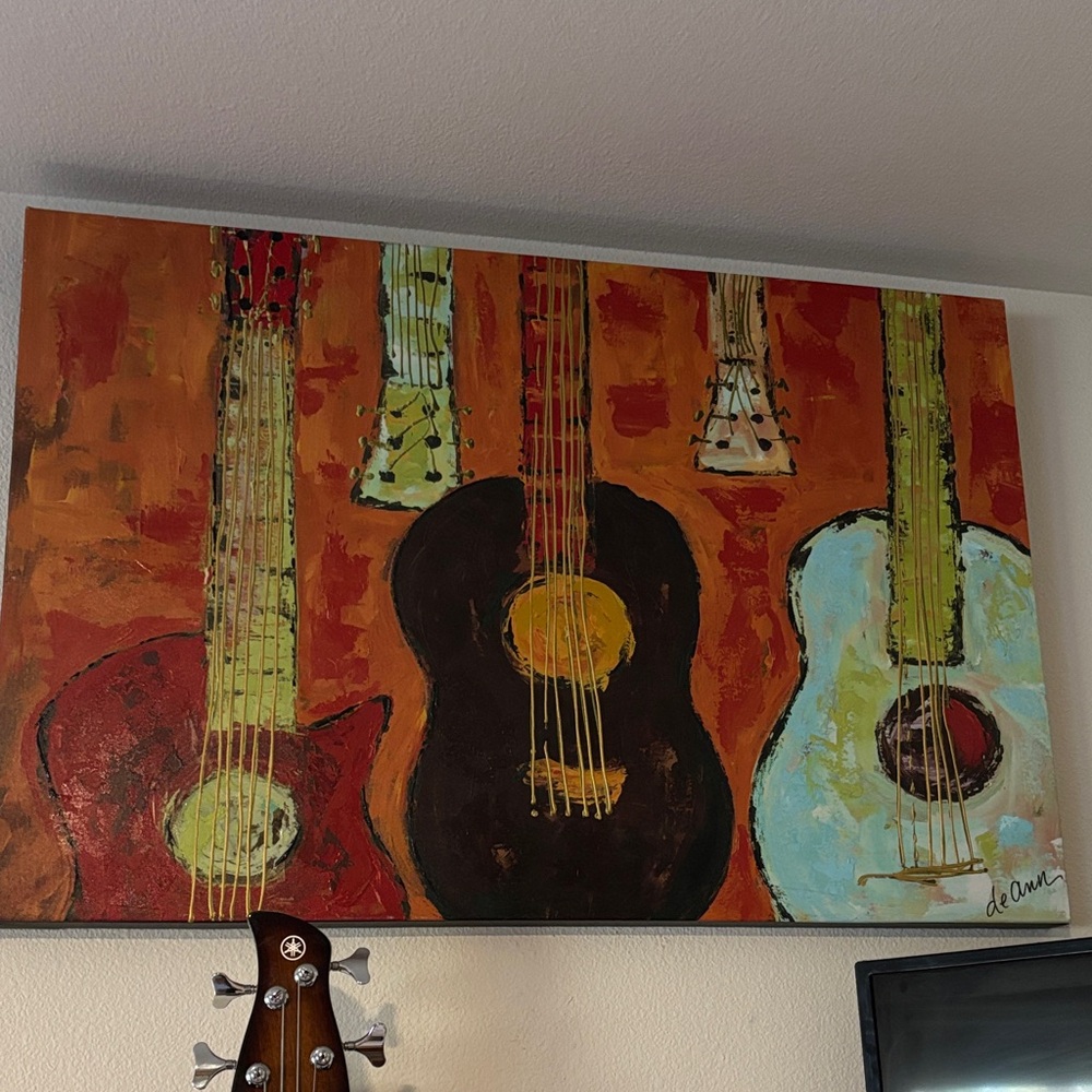 Colorful Guitar Canvas Replica Print Approved by Original Artist Deann Herbert